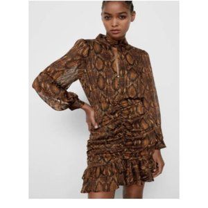 ZARA Snake Print Ruched Dress